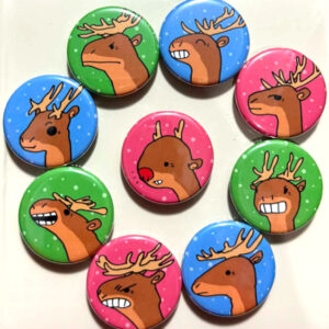 Reindeer team circle up! Rudolph is the center of the pack.