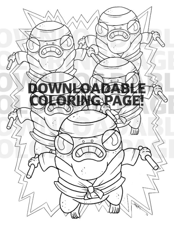COLOURING PAGE — KARATE FROGS