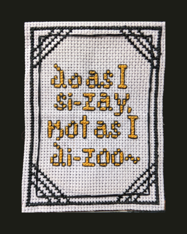 "Do as I si-zay, not as I di-zoo" in black and yellow